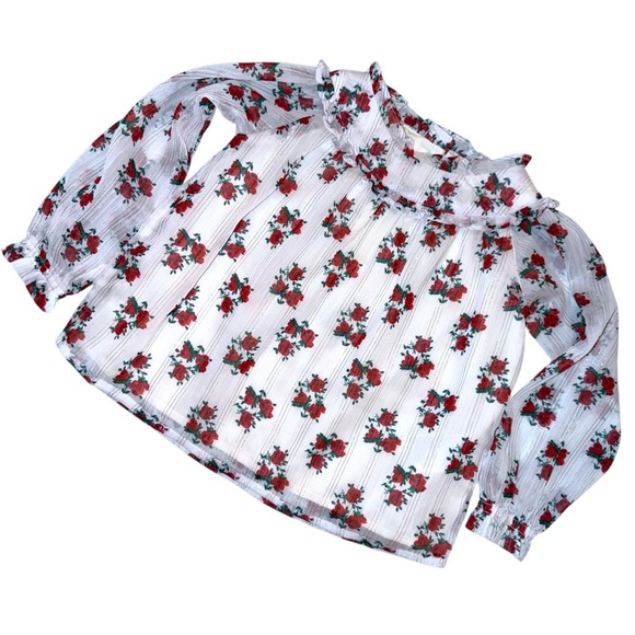Janie and Jack Other - Janie and Jack 18–24 Months Floral Ruffle Blouse NWT Red Rose Top